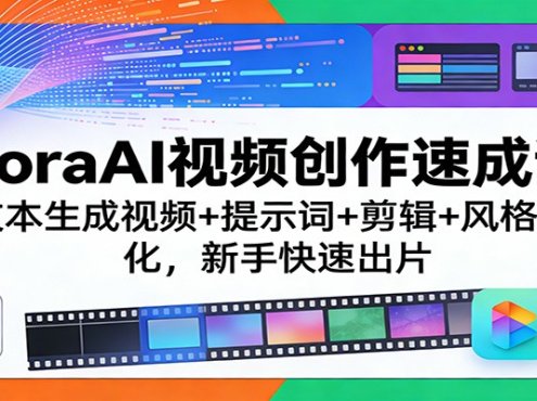 SoraAI视频创作速成课：文本生成视频+提示词+剪辑+风格化，新手快速出片