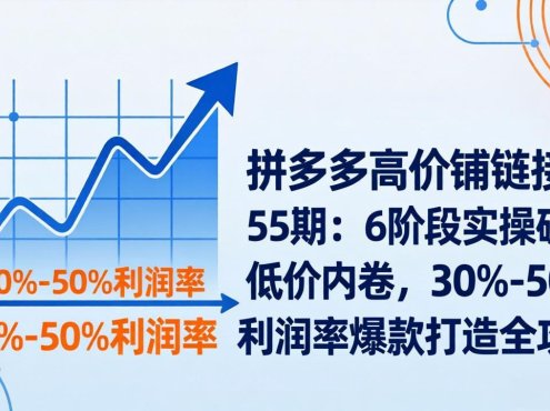 拼多多高价铺链接第55期：6阶段实操破解低价内卷，30%-50%利润率爆款打造全攻略