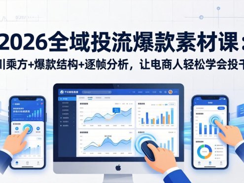 2026全域投流爆款素材课：千川乘方+爆款结构+逐帧分析，让电商人轻松学会投千川