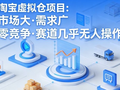 淘宝虚拟仓项目，市场大，需求广，零竞争，赛道几乎没人操作