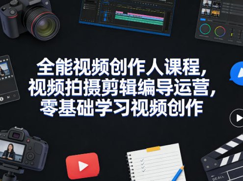 全能视频创作人课程，视频拍摄剪辑编导运营，零基础学习视频创作(更新2026年3月)