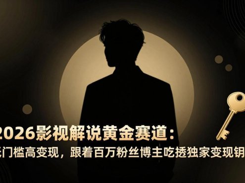 2026影视解说黄金赛道：低门槛高变现，跟着百万粉丝博主吃透独家变现钥匙