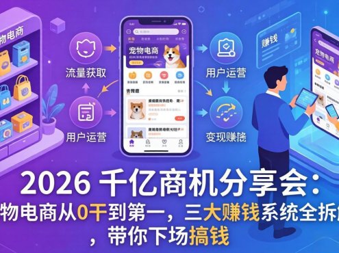2026 千亿商机分享会：宠物电商从0干到第一，三大赚钱系统全拆解，带你下场搞钱