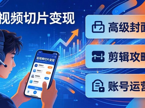 短视频切片变现速成班2.0:高级封面+剪辑攻略+账号运营,0基础小白快速入局副业