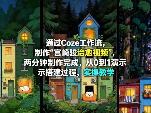 通过Coze工作流制作《宫崎骏治愈视频》，两分钟制作完成，从0到1演示搭建过程，实操教学