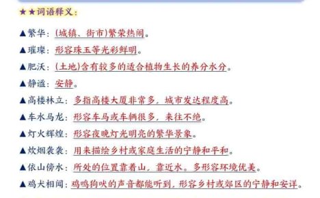 四年级下语文园地1-8单元必备考点