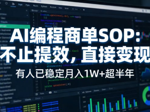 AI编程商单SOP,AI编程不能只给工作提效,还要直接变现,有人已经稳定月入1W+半年了