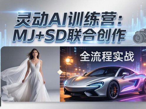 灵动AI训练营-3.0课程：MJ+SD联合创作，从婚纱大片到汽车广告，摄影后期全流程实战