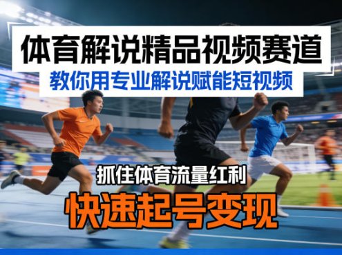 体育解说精品视频赛道,教你用专业解说赋能短视频,抓住体育流量红利,快速起号变现