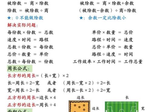 三年级下数学26春必背公式汇总