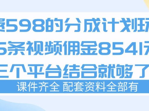 拆解外面收费1980的分成计划猫咪vlog玩法，三天佣金8541(仅供参考)