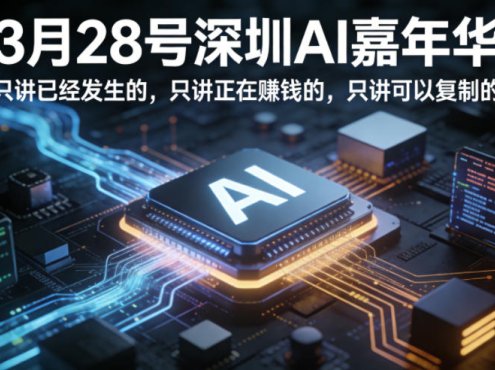 3月28号深圳AI嘉年华，只讲已经发生的，只讲正在賺钱的，只讲可以复制的