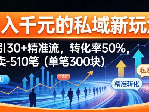 日入千米的私域新玩法:日引30+精准流,转化率50%,日卖5-10笔(单笔300米)