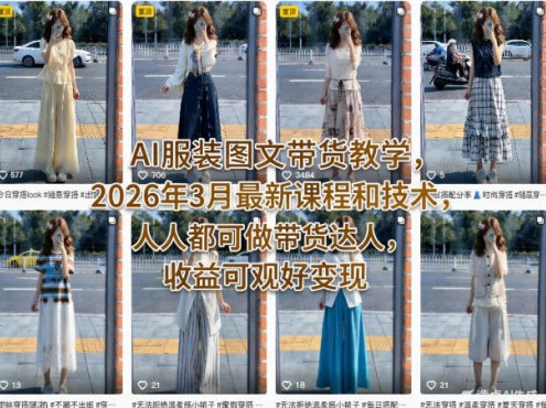 AI服装图文带货教学,2026年3月最新课程和技术,人人都可做带货达人,收益可观好变现