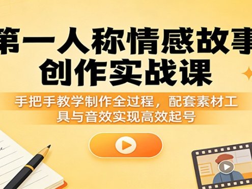 第一人称情感故事创作实战课：手把手教学制作全过程，配套素材工具与音效实现高效起号
