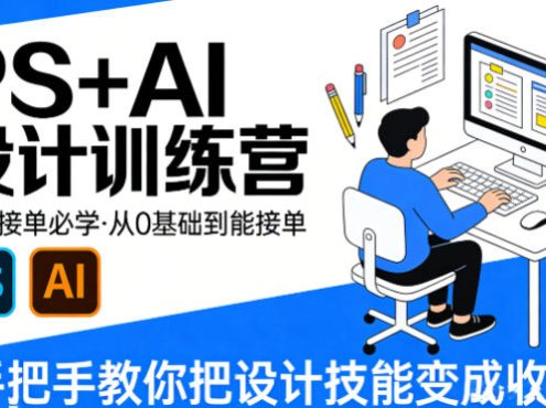 设计接单必学，PS+AI设计训练营，从0基础到能接单，手把手教你把设计技能变成收入