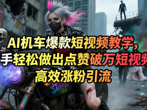AI机车爆款短视频教学,新手轻松做出点赞破万短视频,高效涨粉引流