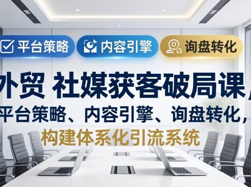 外贸 社媒获客破局课,平台策略、内容引擎、询盘转化,构建体系化引流系统(更新26年3月
