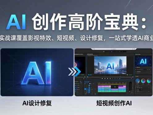 AI 创作高阶宝典:59节实战课覆盖影视特效、短视频、设计修复,一站式学透AI商业落地