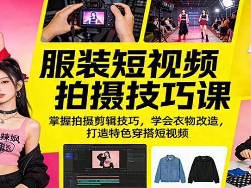 服装短视频拍摄技巧课:掌握拍摄剪辑技巧,学会衣物改造,打造特色穿搭短视频