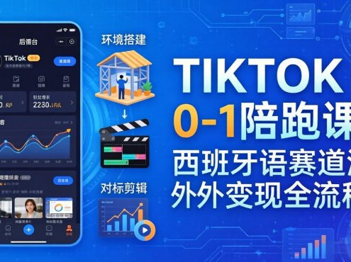 TIKTOK 0-1 陪跑课：从环境搭建到刷对标剪辑，西班牙语赛道海外变现全流程