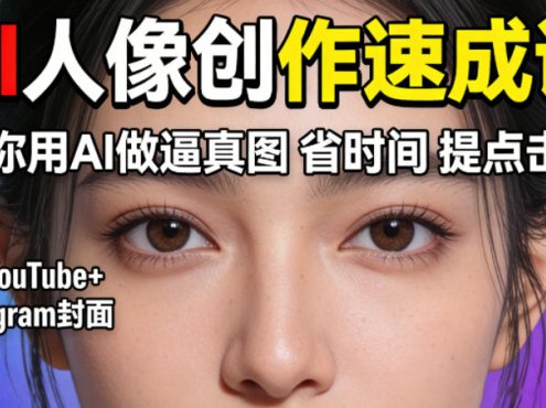 YouTube+Instagram封面没人点?AI人像创作速成课,教你用AI做逼真图,省时间还能提点击量!