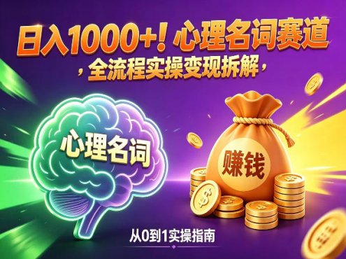 心理名词赛道，新手小白也能做，全流程项目拆解，单日变现1k+