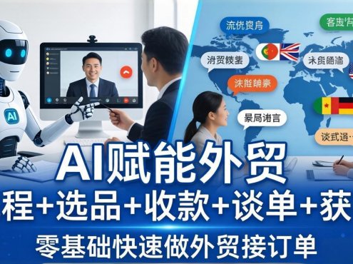 外贸+AI实战课:流程+选品+收款+谈单+获客,零基础快速做外贸接订单