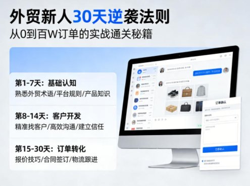 外贸新人30天逆袭法则，教你从0到百W订单的实战通关秘籍