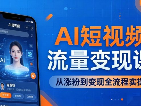 AI短视频流量变现课:一部手机玩转数字人克隆+爆款制作,从涨粉到变现全流程实操