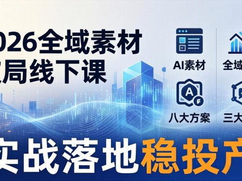 2026全域素材破局线下课：AI素材+全域内容+八大方案+三大SOP，实战落地稳投产