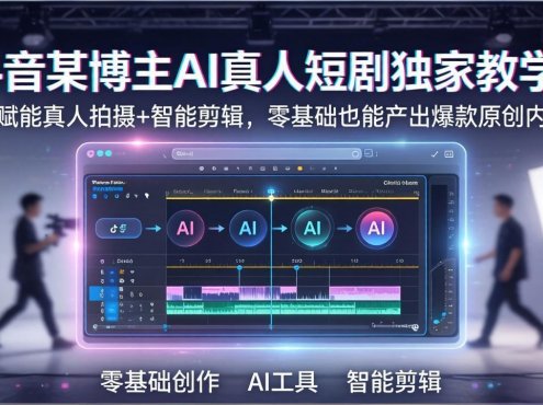 抖音某博主AI真人短剧独家教学：AI赋能真人拍摄+智能剪辑，零基础也能产出爆款原创内