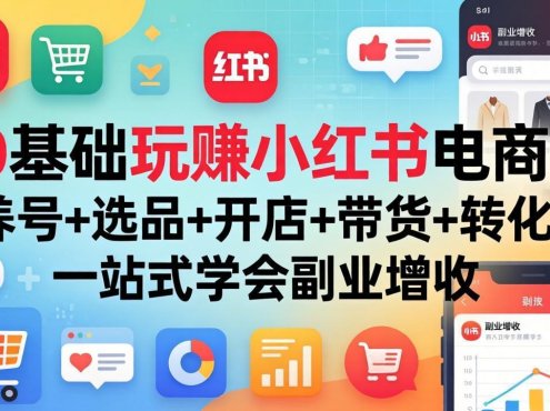 0基础玩赚小红书电商:养号+选品+开店+带货+转化,一站式学会副业增收