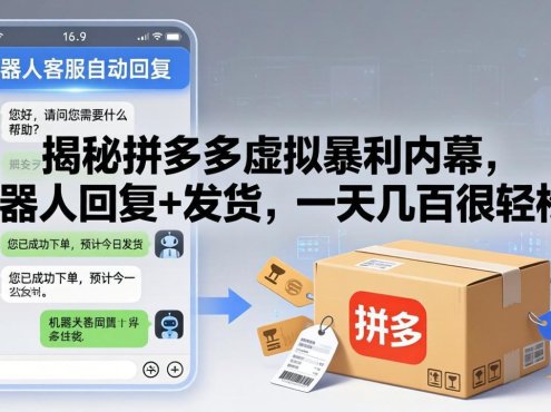 揭秘拼多多虚拟暴利内幕,机器人回复+发货,一天几百很轻松!