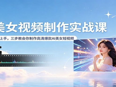 AI美女视频制作实战课:零基础快速上手,三步教会你制作高清爆款AI美女短视频