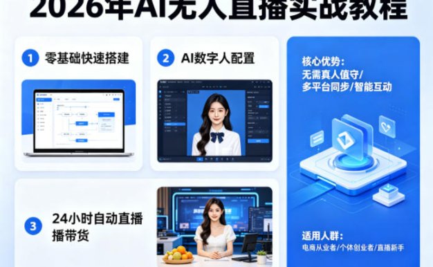 2026年AI无人直播实战教程，零基础也能快速搭建AI数字人无人直播间，实现24小时自动直播带货