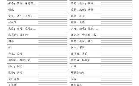 六年级下英语全册单词默写单《湘少版》
