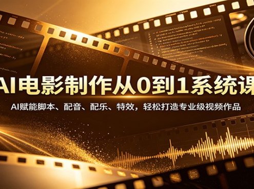 AI电影制作从0到1系统课：AI赋能脚本、配音、配乐、特效，轻松打造专业级视频作品