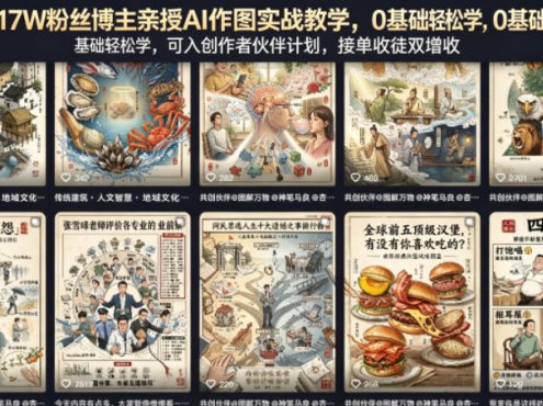 抖音17W粉丝博主亲授AI作图实战教学，0基础轻松学，可入创作者伙伴计划，接单收徒双增收