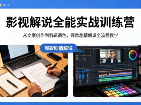 影视解说全能实战训练营：从文案创作到剪辑调色，爆款剧情解说全流程教学