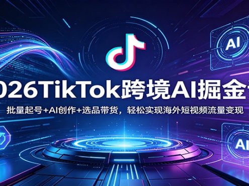 2026TikTok跨境AI掘金课：批量起号+AI创作+选品带货，轻松实现海外短视频流量变现