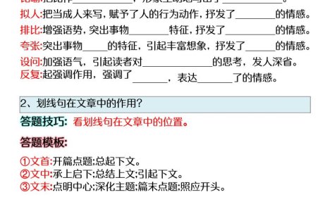六年级下语文阅读理解答题技巧(小升初)