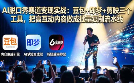 AI脱口秀赛道变现实战：豆包+即梦+剪映三个工具，把高互动内容做成批量复制流水线