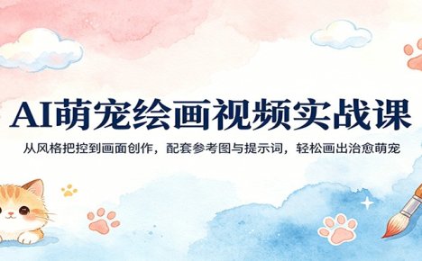 AI萌宠绘画视频实战课：从风格把控到画面创作，配套参考图与提示词，轻松画出治愈萌宠