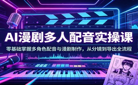 AI漫剧多人配音实操课：零基础掌握多角色配音与漫剧制作，从分镜到导出全流程