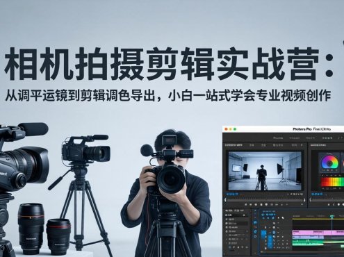 相机拍摄剪辑实战营:从调平运镜到剪辑调色导出,小白一站式学会专业视频创作