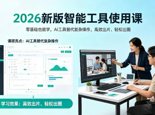 2026新版智能工具使用课，零基础也能学，用AI工具替代复杂操作，高效出片、轻松出圈