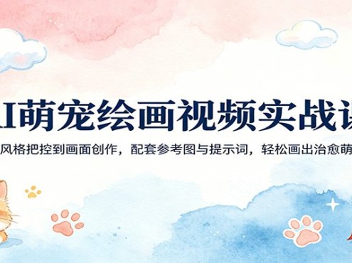 AI萌宠绘画视频实战课：从风格把控到画面创作，配套参考图与提示词，轻松画出治愈萌宠