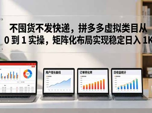 不囤货不发快递,拼多多虚拟类目从 0 到 1 实操,矩阵化布局实现稳定日入 1K