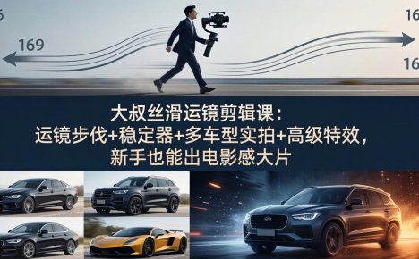 大叔丝滑运镜剪辑课：运镜步伐+稳定器+多车型实拍+高级特效，新手也能出电影感大片